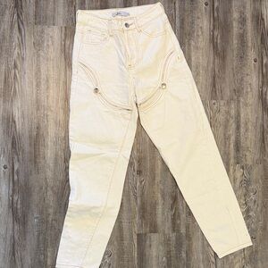 Cream High-Waisted Pants